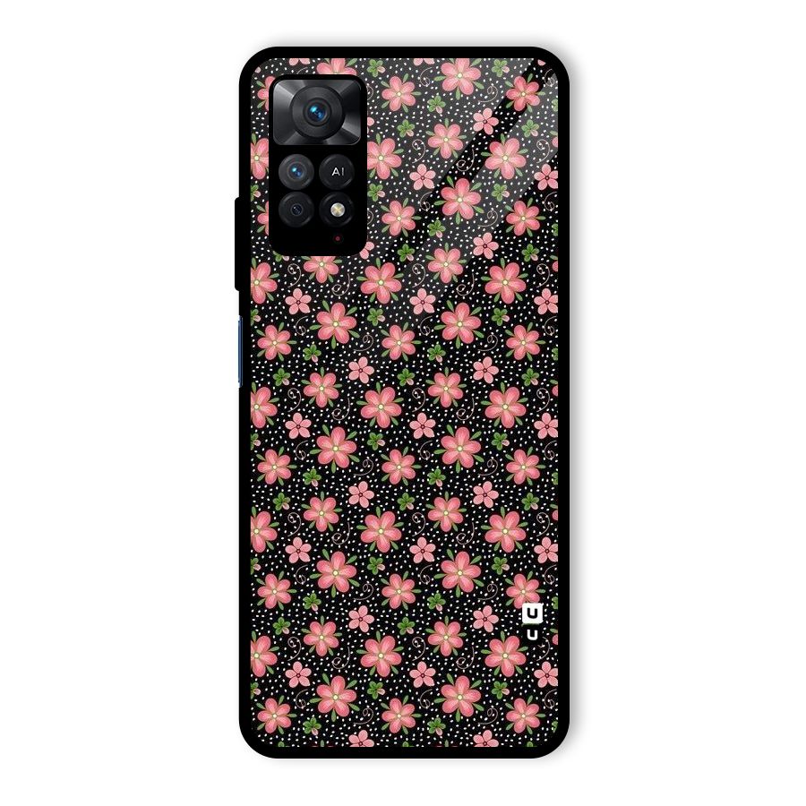 Cute Tiny Flowers Glass Back Case for Redmi Note 11 Pro