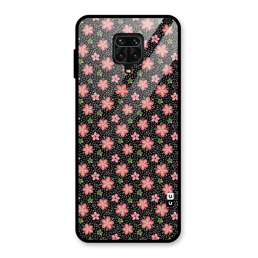 Cute Tiny Flowers Glass Back Case for Redmi Note 9 Pro