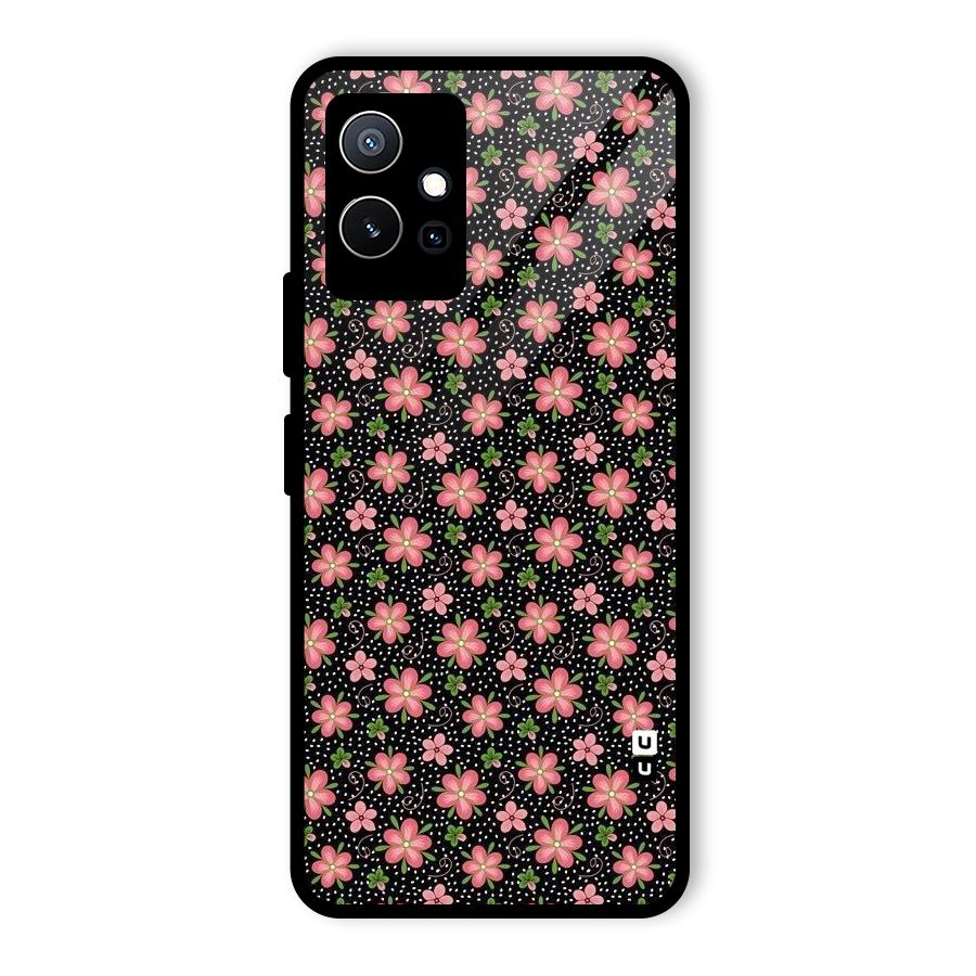 Cute Tiny Flowers Glass Back Case for Vivo T1 5G