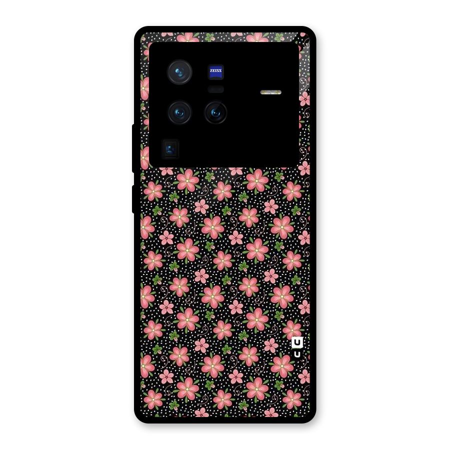 Cute Tiny Flowers Glass Back Case for Vivo X80 Pro