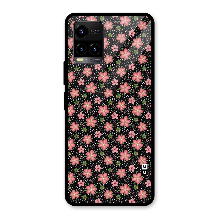 Cute Tiny Flowers Glass Back Case for Vivo Y21T