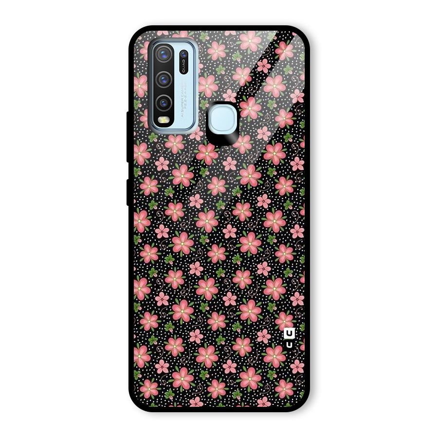 Cute Tiny Flowers Glass Back Case for Vivo Y30
