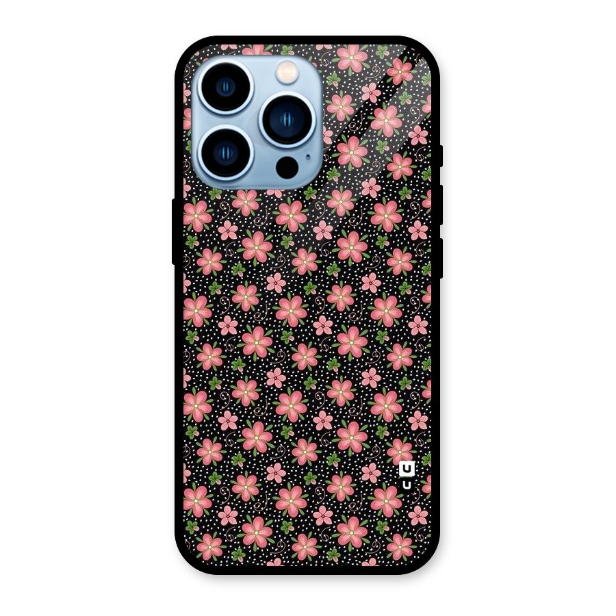 Cute Tiny Flowers Glass Back Case for iPhone 13 Pro