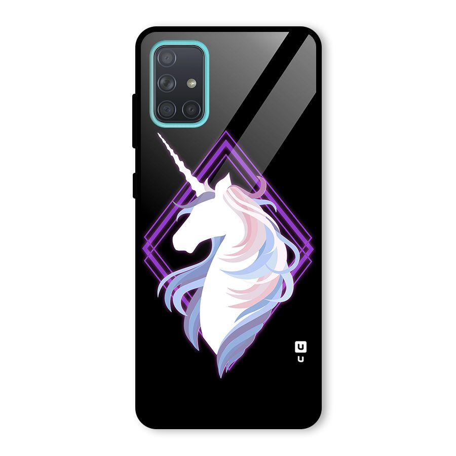 Cute Unicorn Illustration Glass Back Case for Galaxy A71