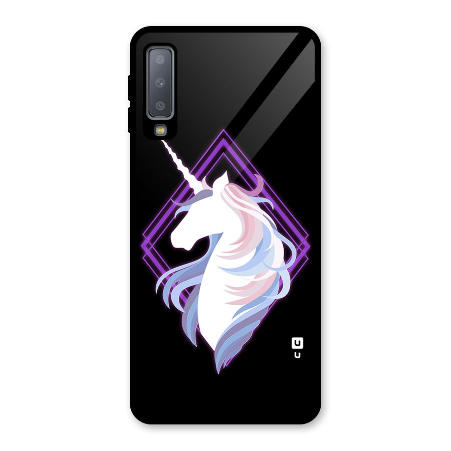 Cute Unicorn Illustration Glass Back Case for Galaxy A7 (2018)