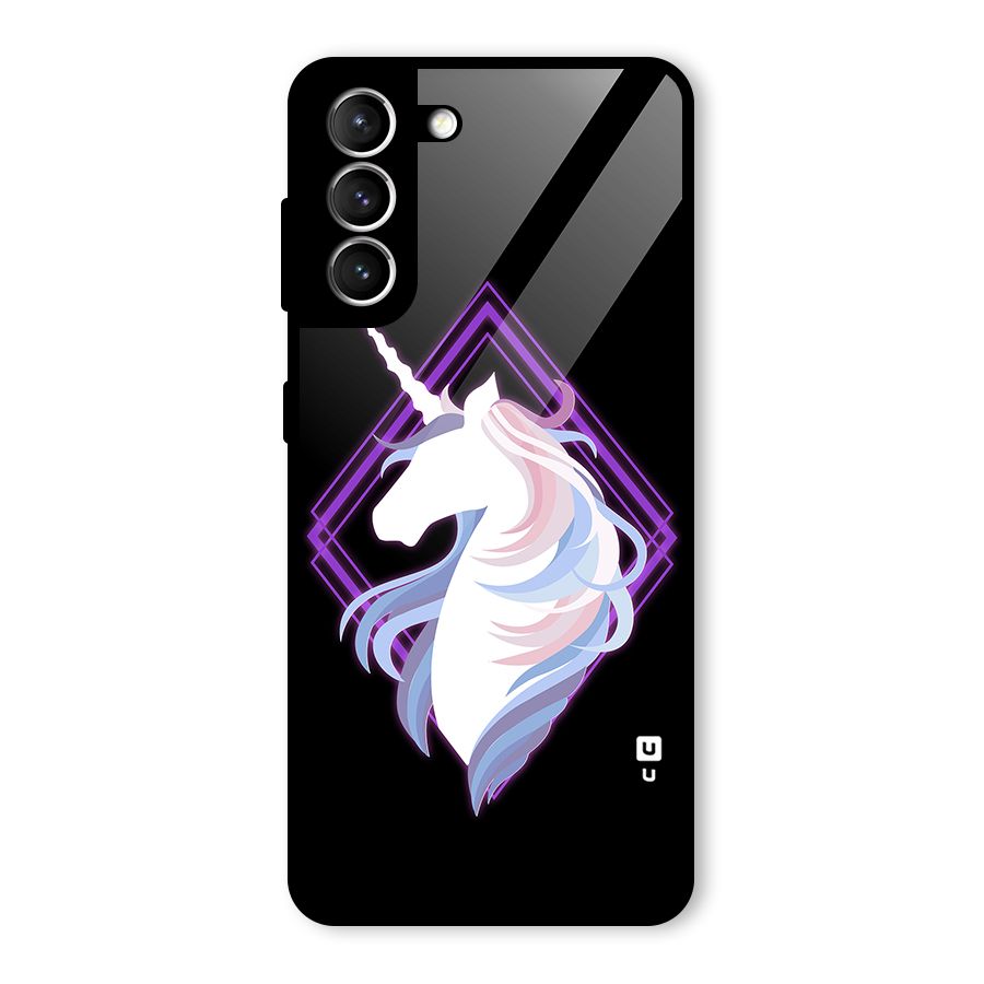 Cute Unicorn Illustration Glass Back Case for Galaxy S21 5G