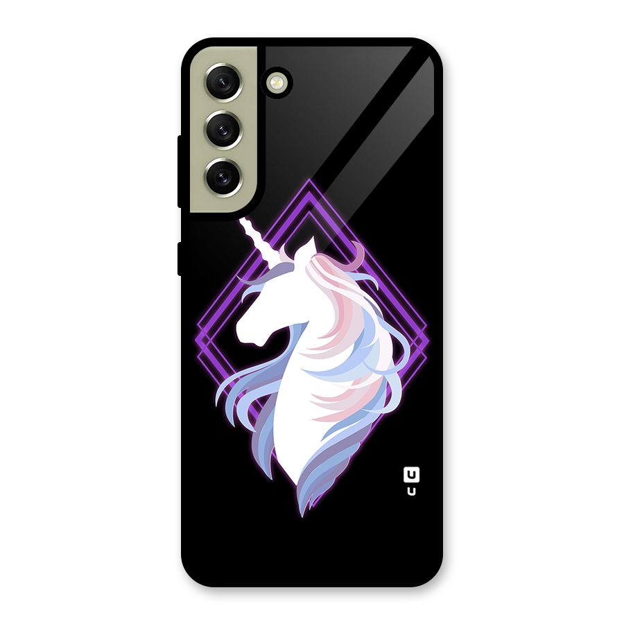 Cute Unicorn Illustration Glass Back Case for Galaxy S21 FE 5G