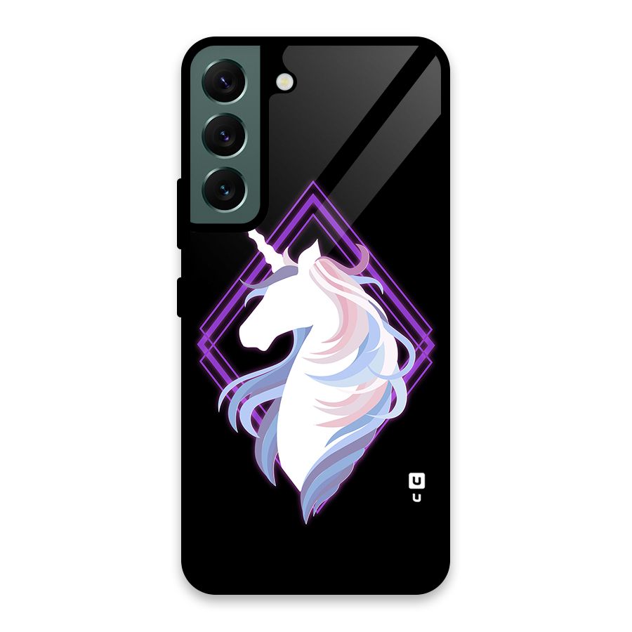 Cute Unicorn Illustration Glass Back Case for Galaxy S22 5G