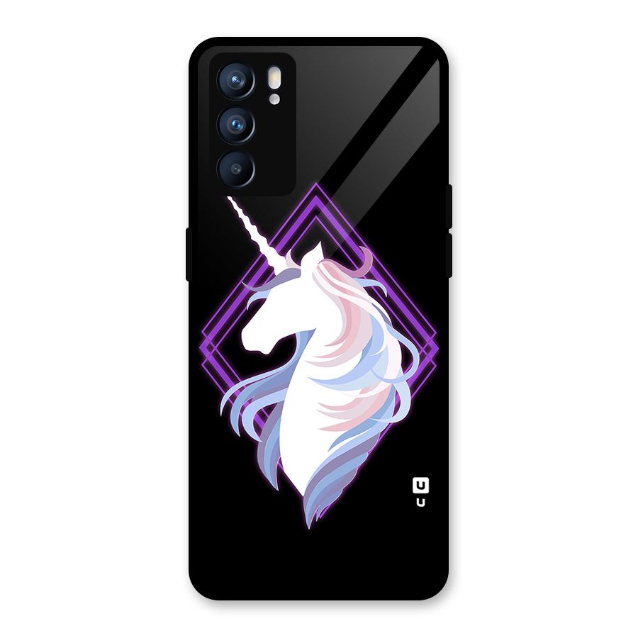 Cute Unicorn Illustration Glass Back Case for Oppo Reno6 5G