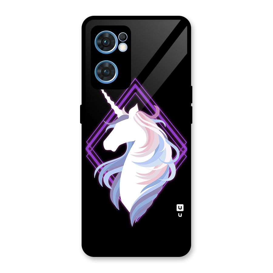 Cute Unicorn Illustration Glass Back Case for Oppo Reno7 5G