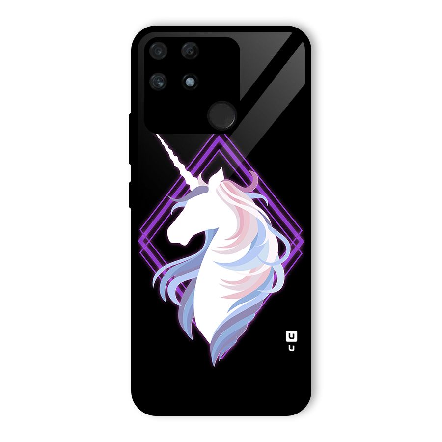 Cute Unicorn Illustration Glass Back Case for Realme Narzo 50A