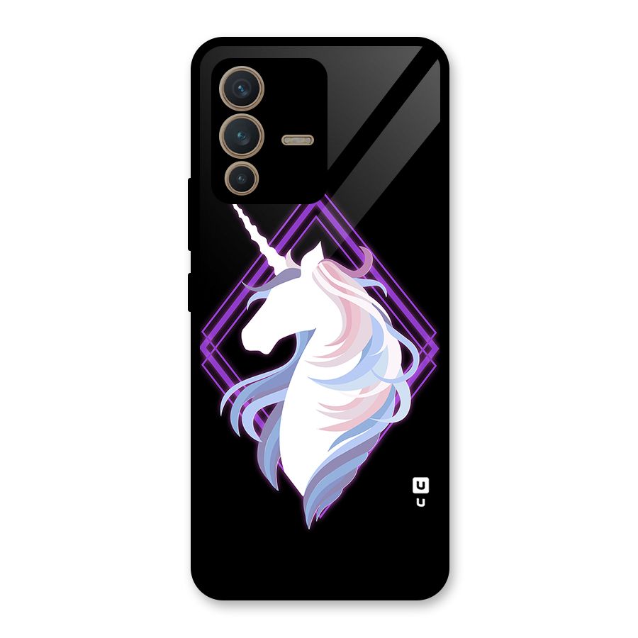 Cute Unicorn Illustration Glass Back Case for Vivo V23 5G