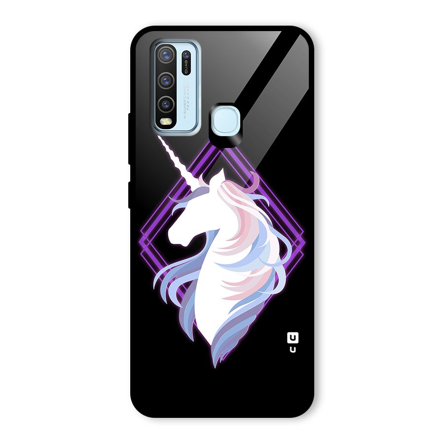 Cute Unicorn Illustration Glass Back Case for Vivo Y30