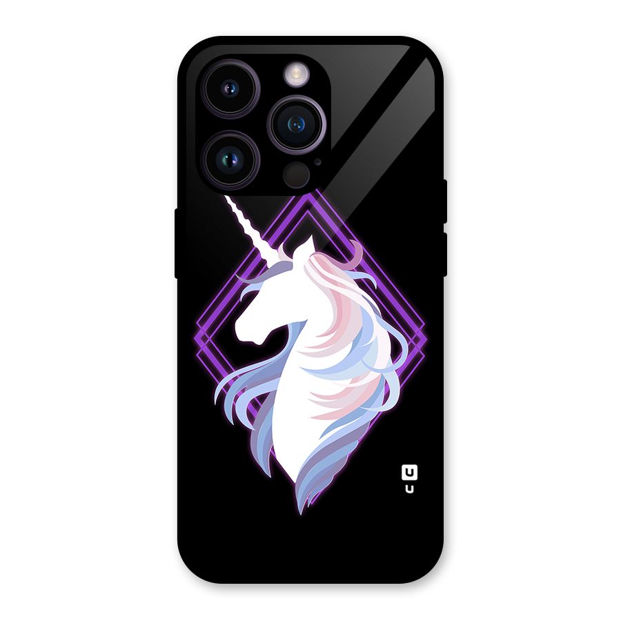 Cute Unicorn Illustration Glass Back Case for iPhone 14 Pro
