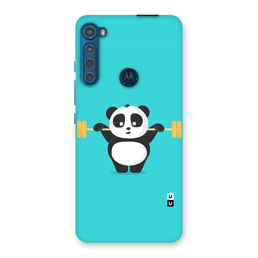 Cute Weightlifting Panda Back Case for Motorola One Fusion Plus
