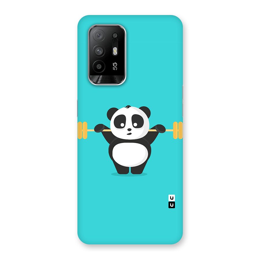 Cute Weightlifting Panda Back Case for Oppo F19 Pro Plus 5G