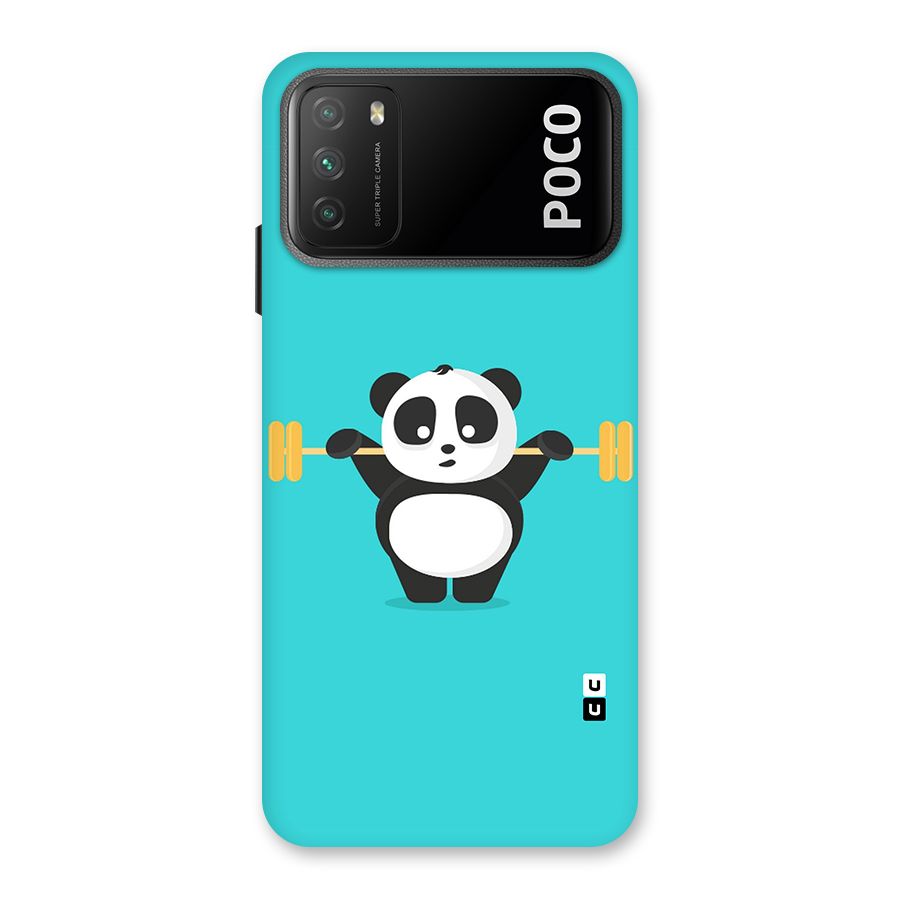 Cute Weightlifting Panda Back Case for Poco M3