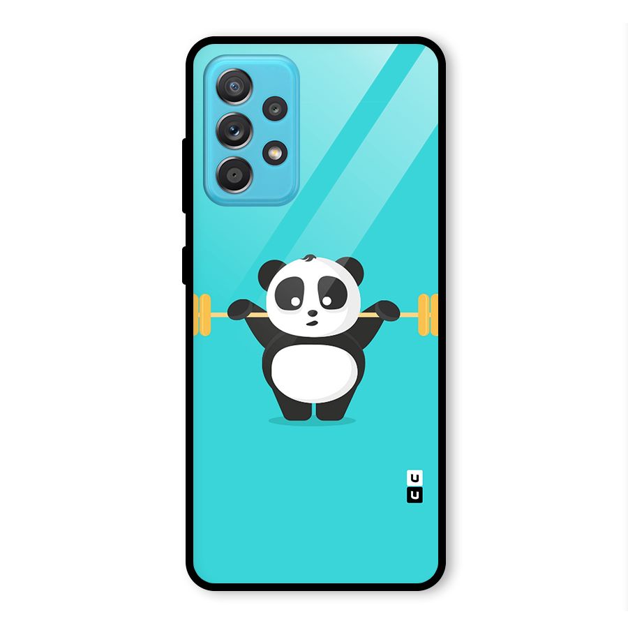 Cute Weightlifting Panda Glass Back Case for Galaxy A52