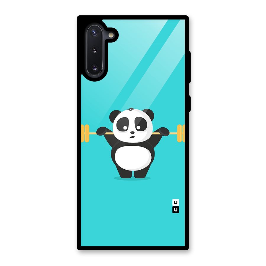 Cute Weightlifting Panda Glass Back Case for Galaxy Note 10