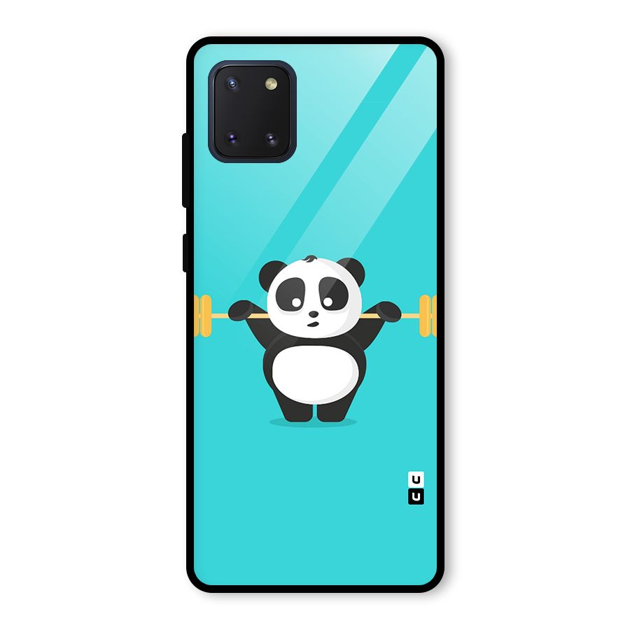 Cute Weightlifting Panda Glass Back Case for Galaxy Note 10 Lite