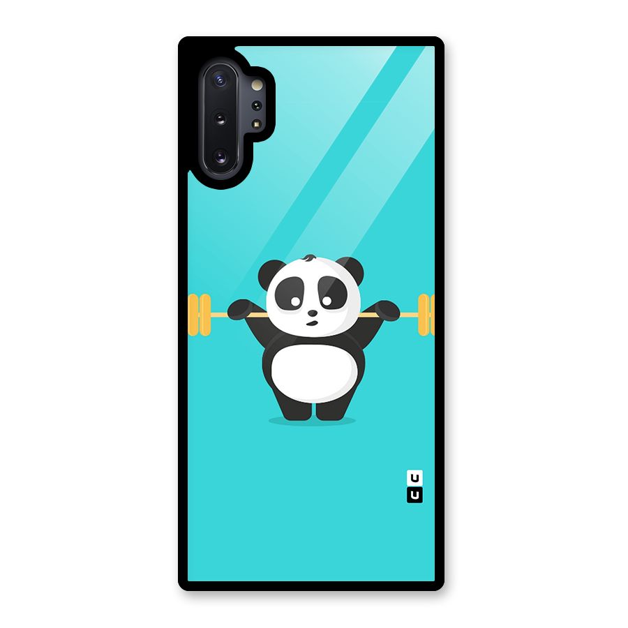 Cute Weightlifting Panda Glass Back Case for Galaxy Note 10 Plus