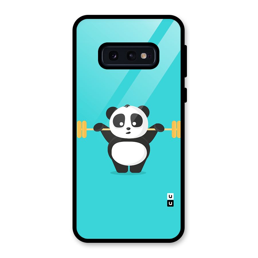 Cute Weightlifting Panda Glass Back Case for Galaxy S10e