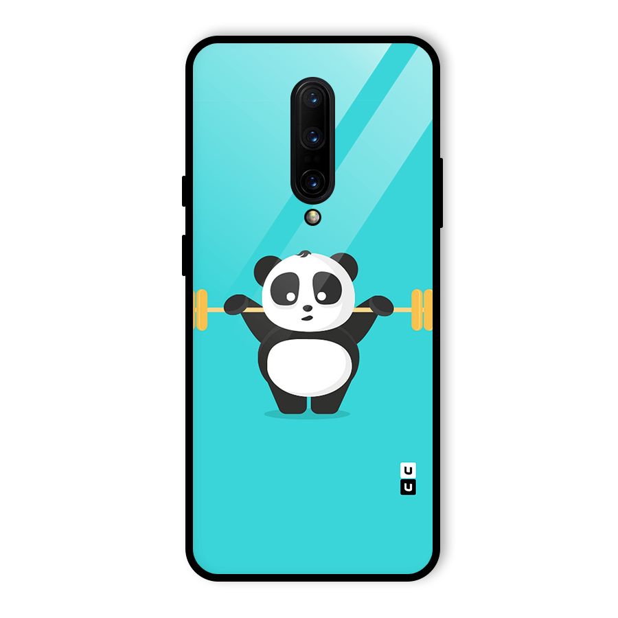 Cute Weightlifting Panda Glass Back Case for OnePlus 7 Pro