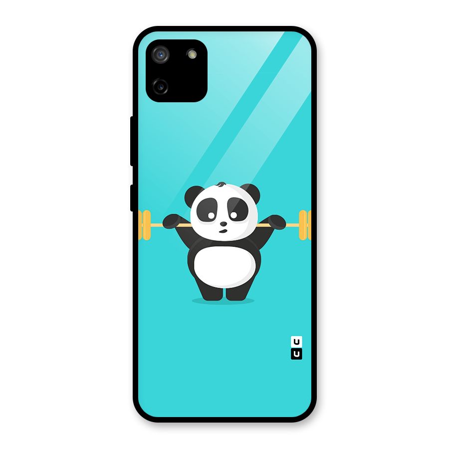 Cute Weightlifting Panda Glass Back Case for Realme C11