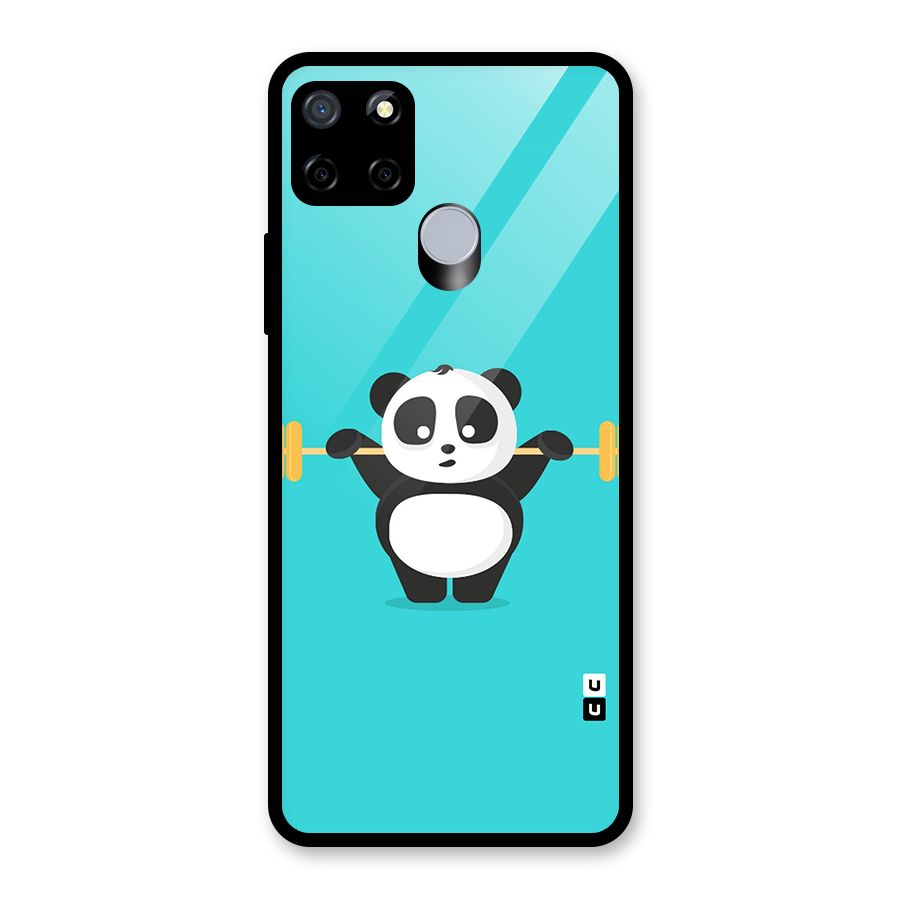 Cute Weightlifting Panda Glass Back Case for Realme Narzo 20