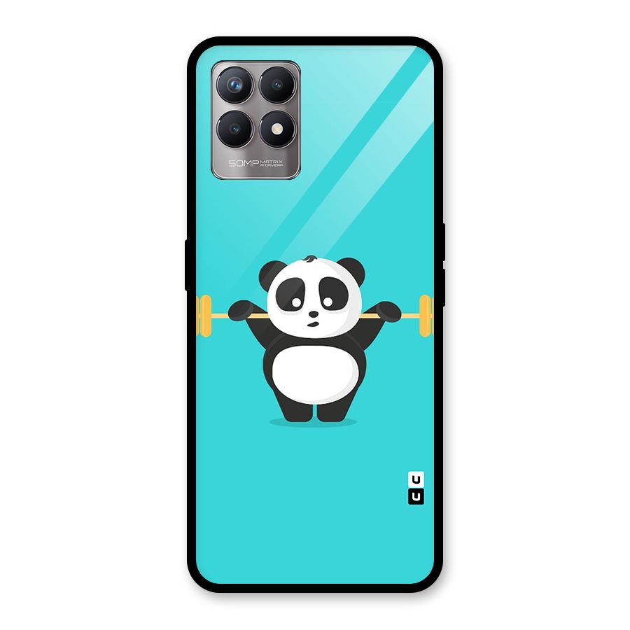 Cute Weightlifting Panda Glass Back Case for Realme Narzo 50