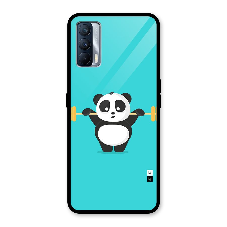 Cute Weightlifting Panda Glass Back Case for Realme X7