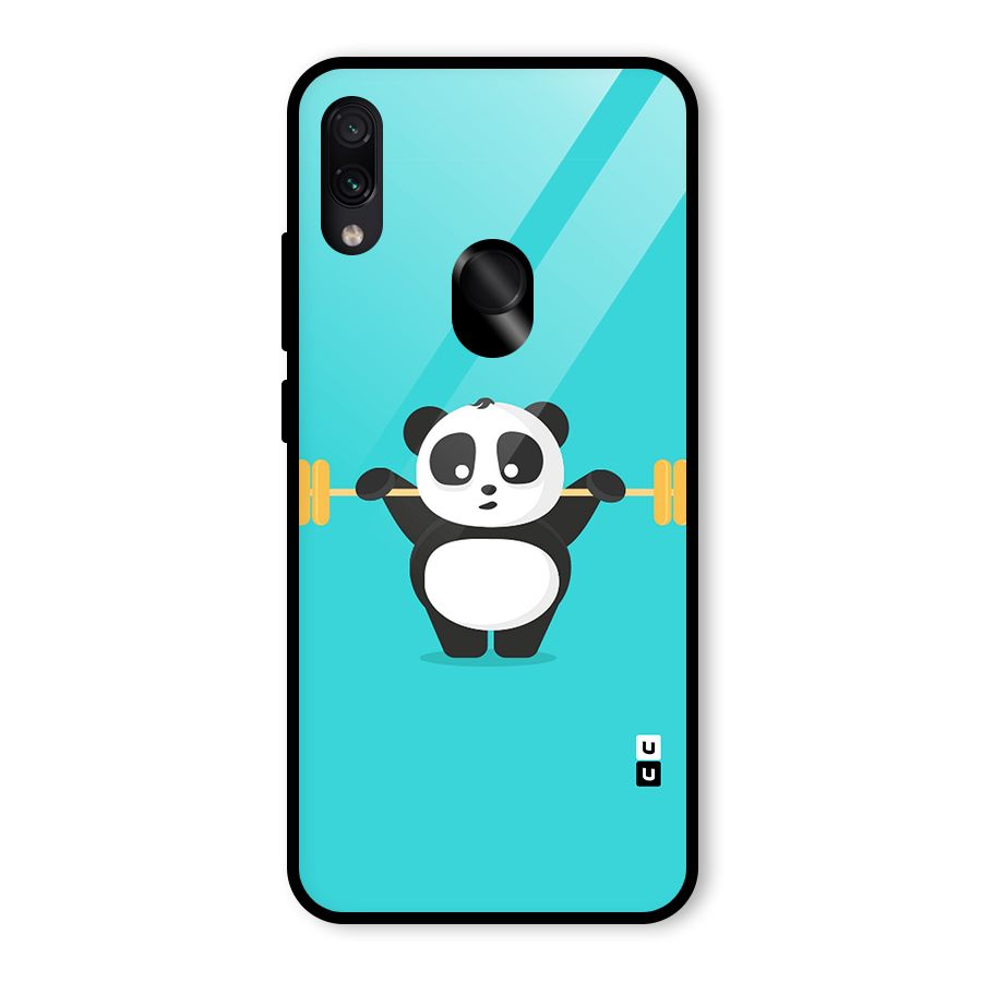 Cute Weightlifting Panda Glass Back Case for Redmi Note 7S