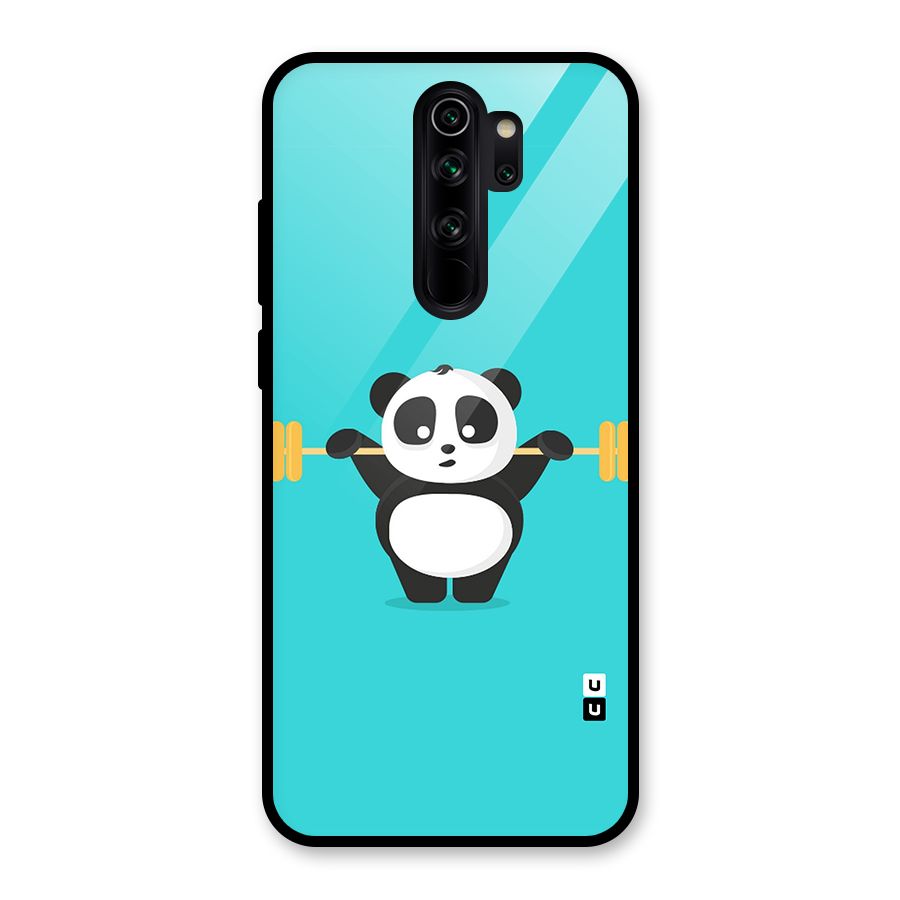 Cute Weightlifting Panda Glass Back Case for Redmi Note 8 Pro