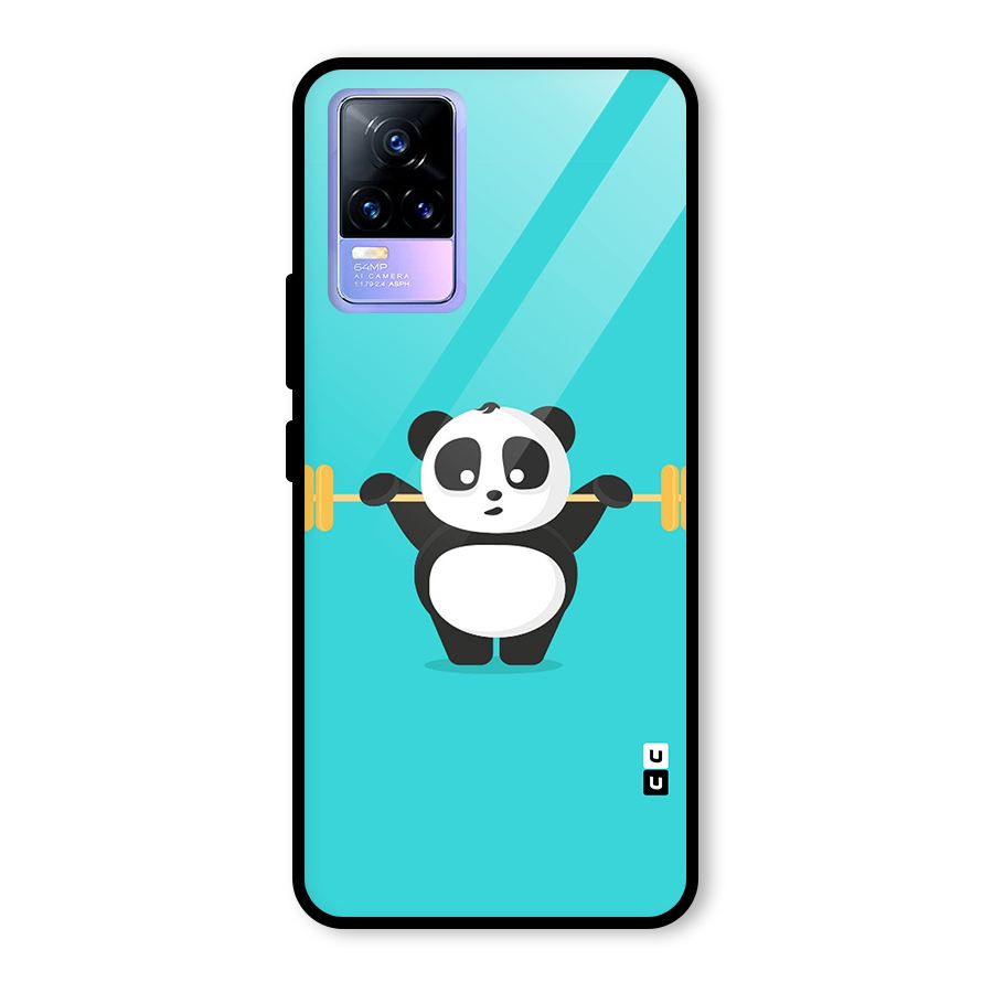 Cute Weightlifting Panda Glass Back Case for Vivo Y73