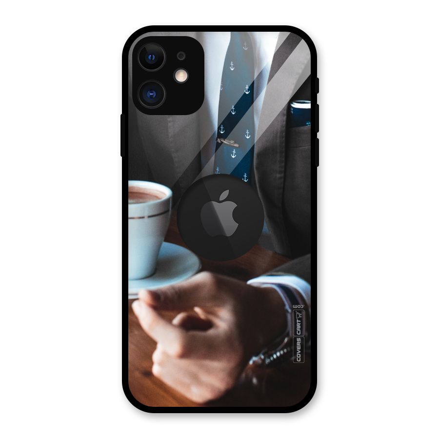 Dapper Suit Glass Back Case for iPhone 11 Logo Cut