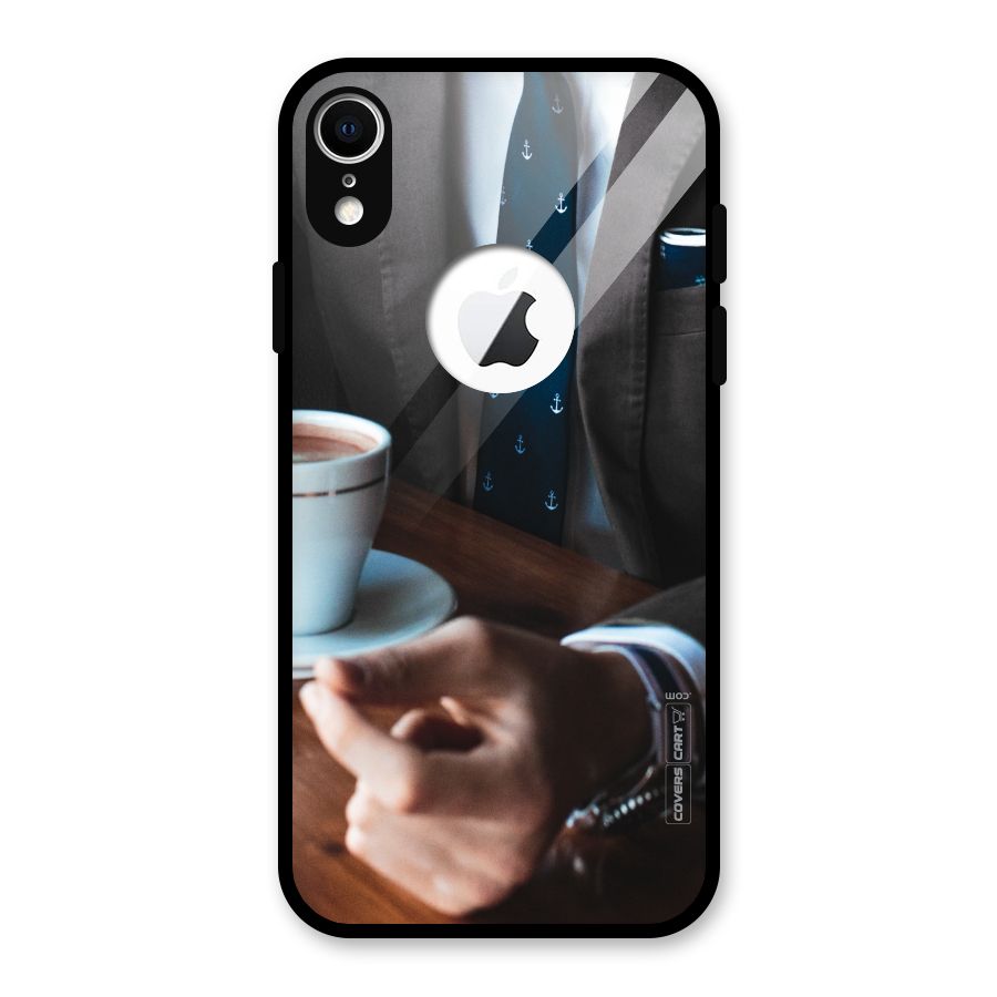 Dapper Suit Glass Back Case for iPhone XR Logo Cut