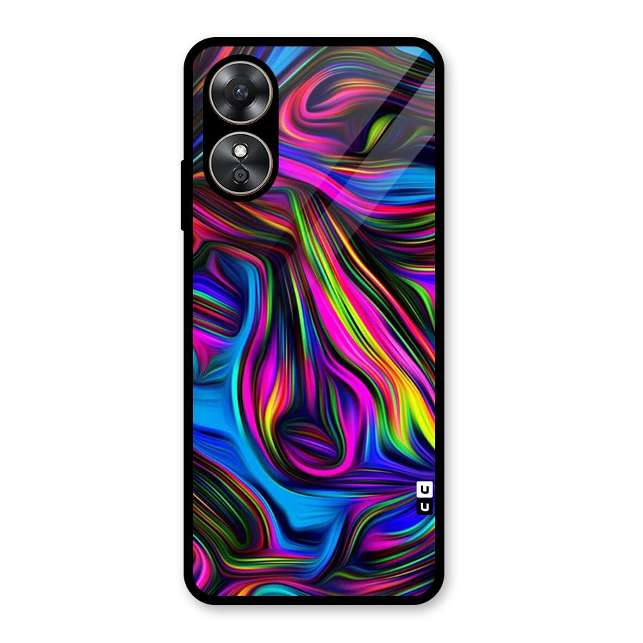 Dark Colorful Oil Abstract Glass Back Case for Oppo A17