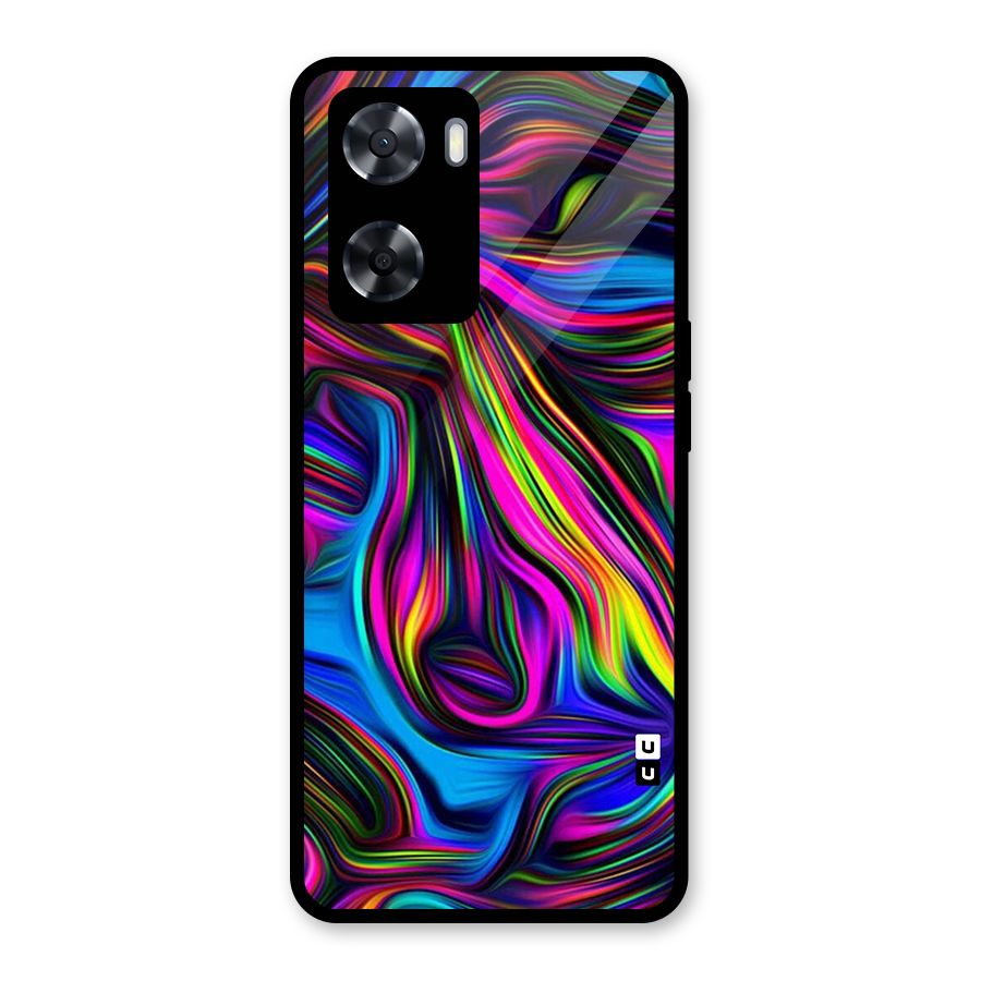 Dark Colorful Oil Abstract Glass Back Case for Oppo A57 2022