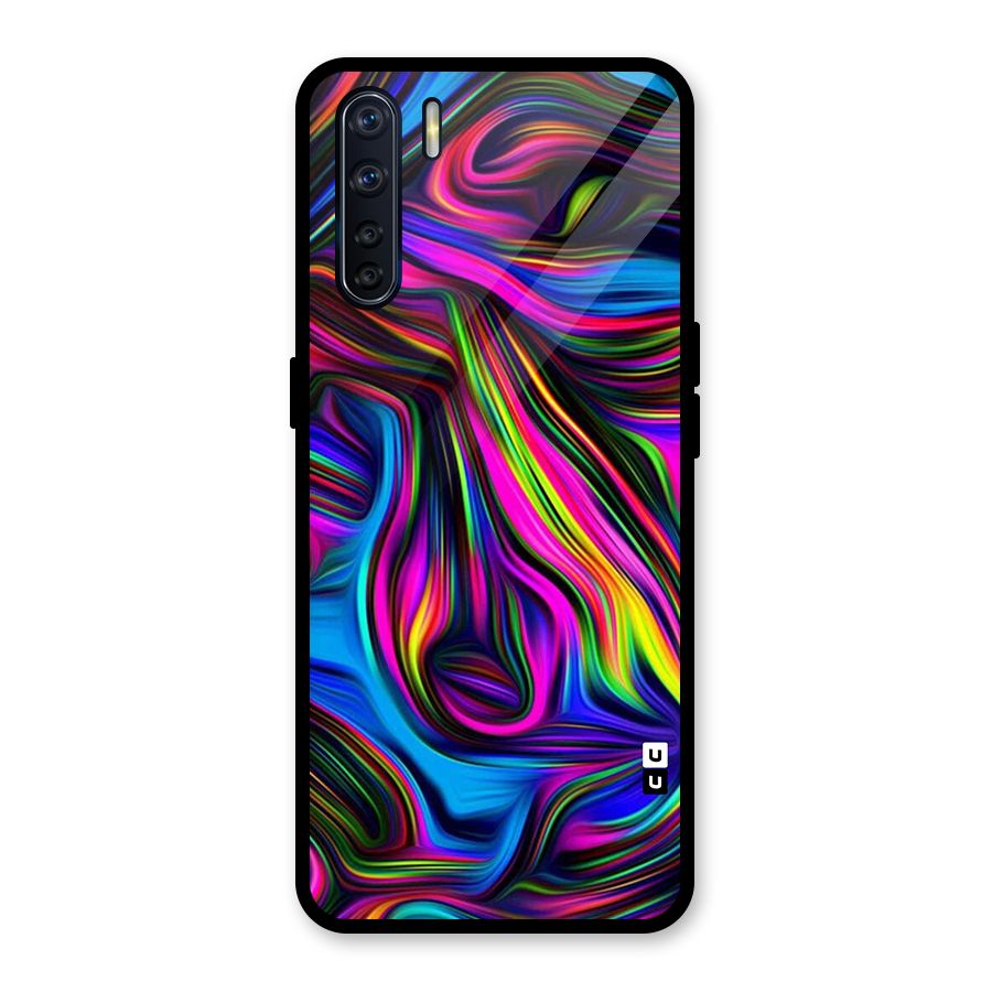 Dark Colorful Oil Abstract Glass Back Case for Oppo F15