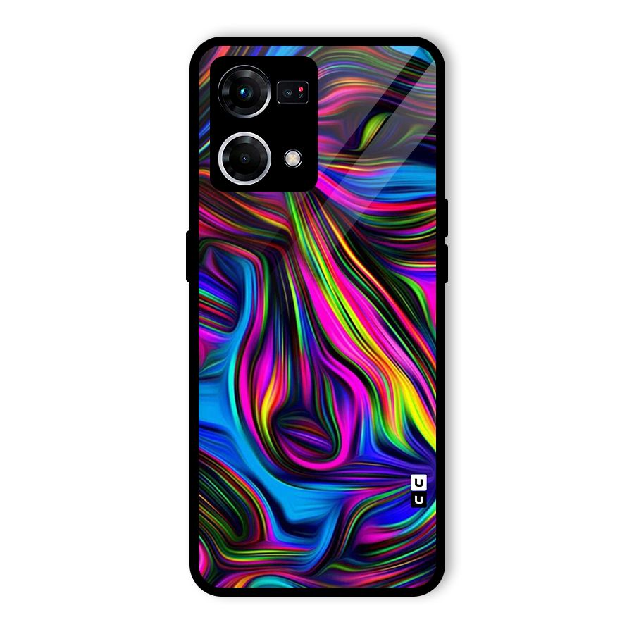 Dark Colorful Oil Abstract Glass Back Case for Oppo F21s Pro 4G