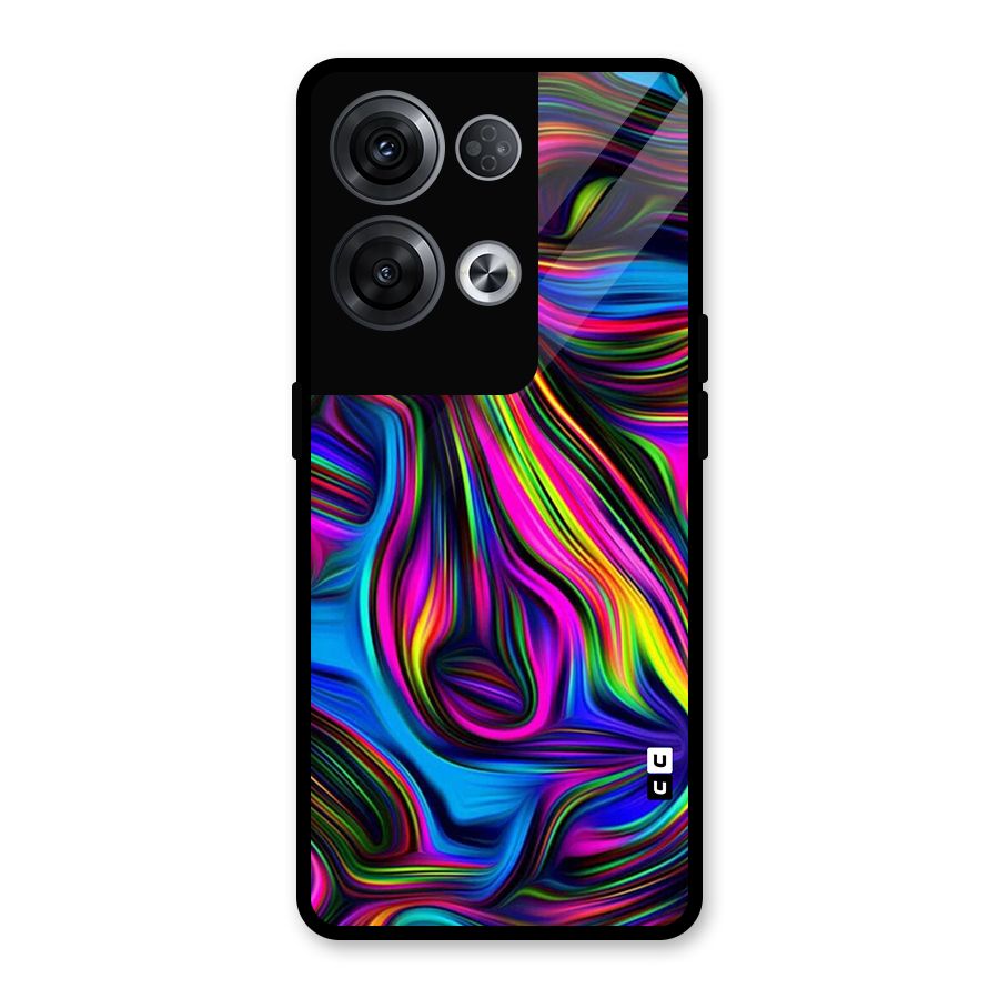 Dark Colorful Oil Abstract Glass Back Case for Oppo Reno8 Pro 5G