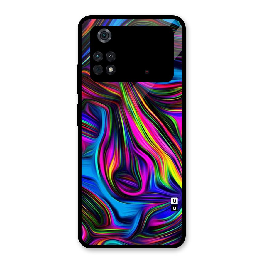 Dark Colorful Oil Abstract Glass Back Case for Poco M4 Pro 4G