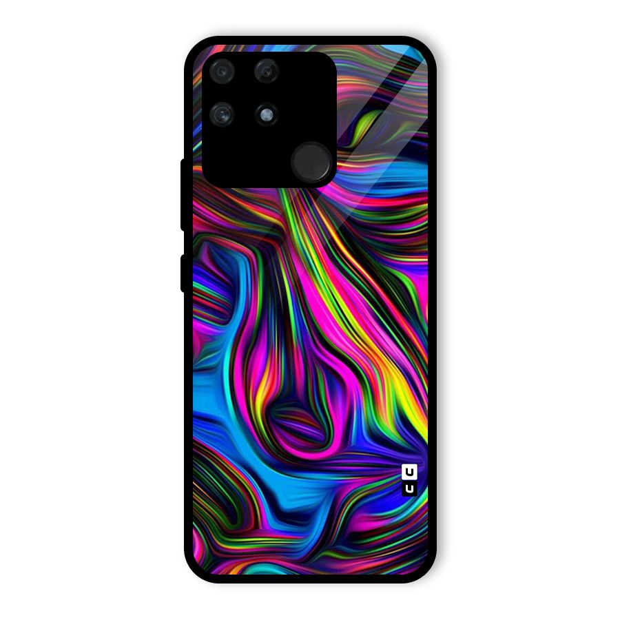 Dark Colorful Oil Abstract Glass Back Case for Realme Narzo 50A