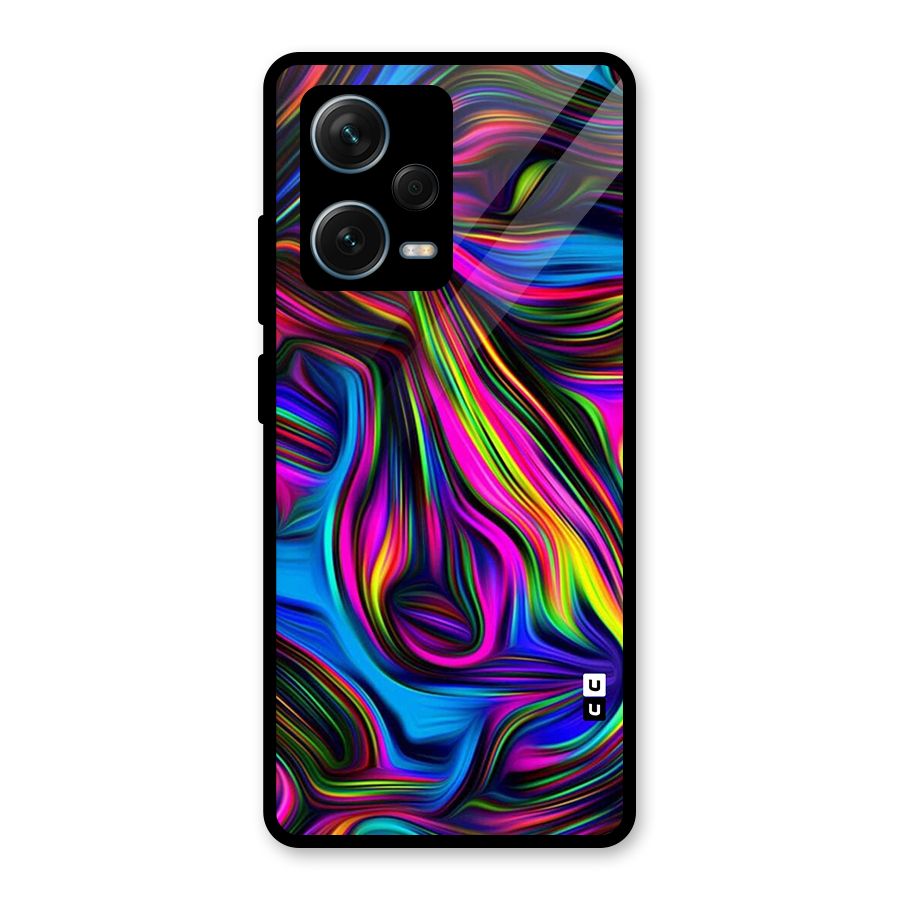 Dark Colorful Oil Abstract Glass Back Case for Redmi Note 12 Pro Plus 5G