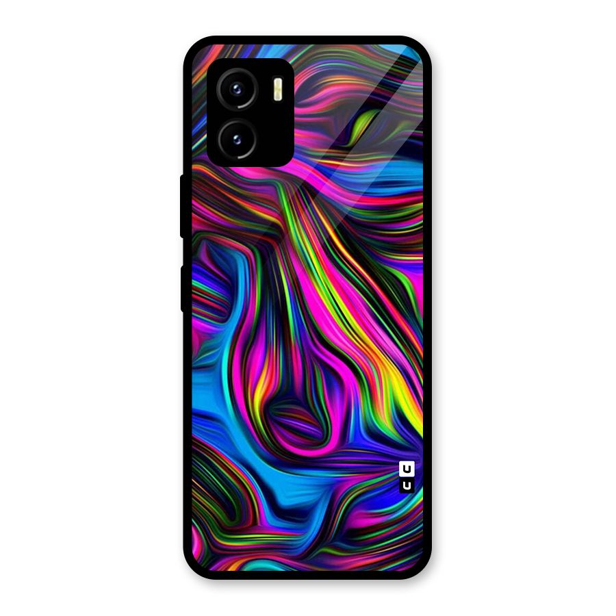 Dark Colorful Oil Abstract Glass Back Case for Vivo Y15s
