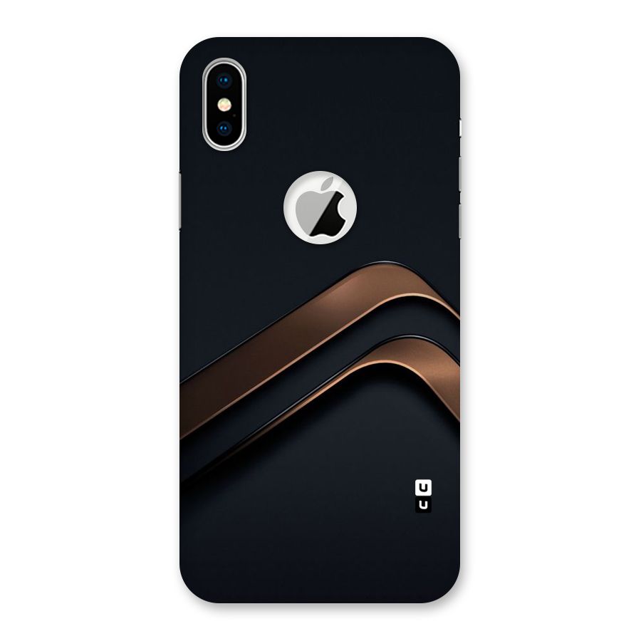 Dark Gold Stripes Back Case for iPhone XS Logo Cut