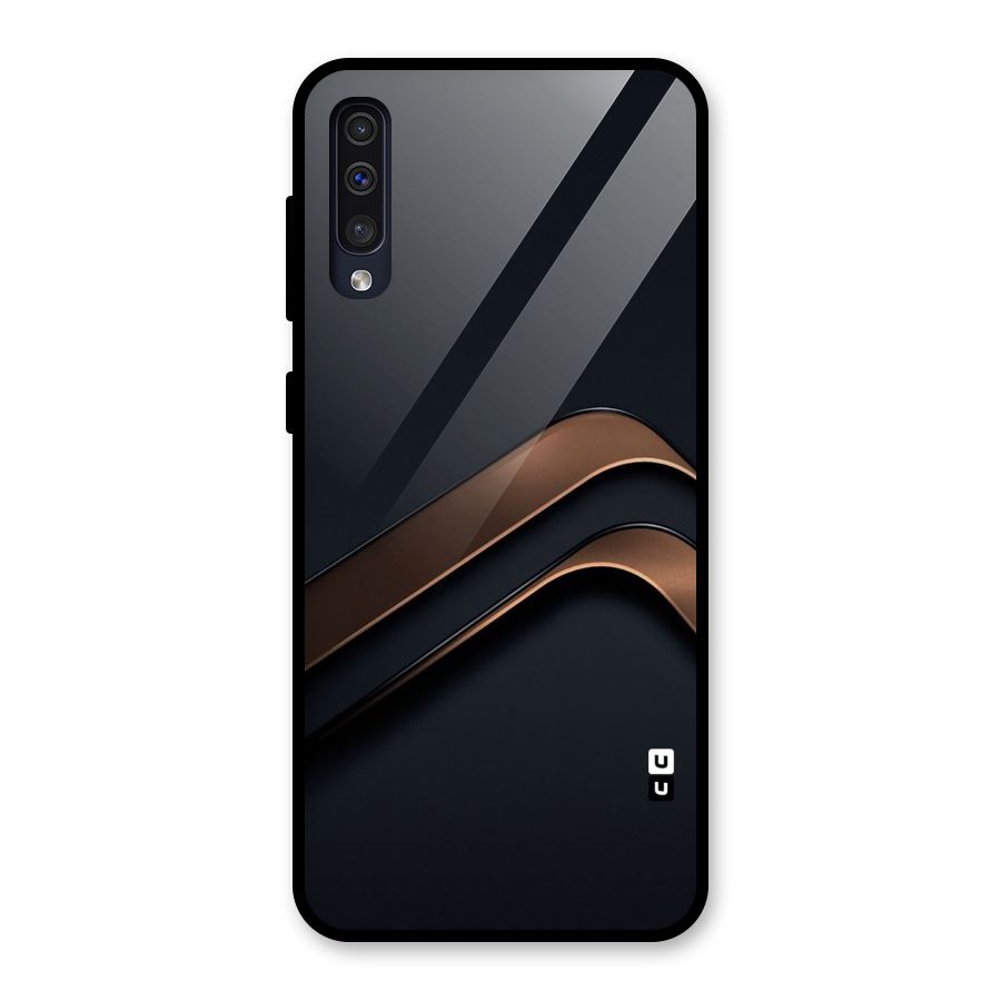 Dark Gold Stripes Glass Back Case for Galaxy A50