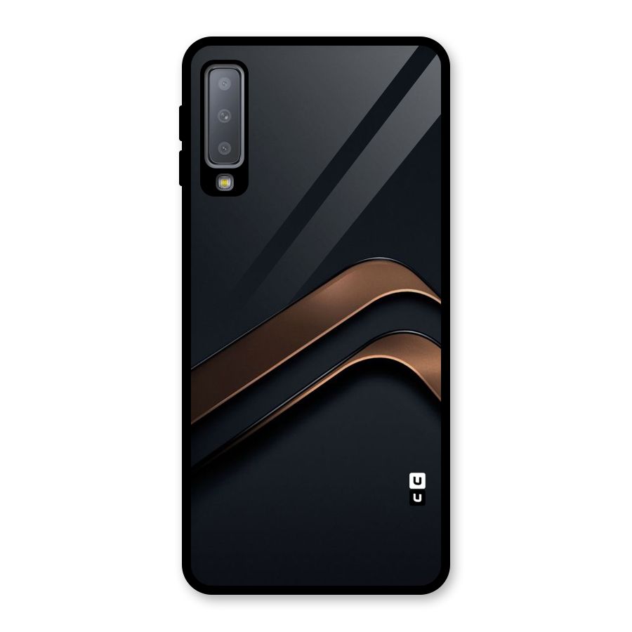 Dark Gold Stripes Glass Back Case for Galaxy A7 (2018)