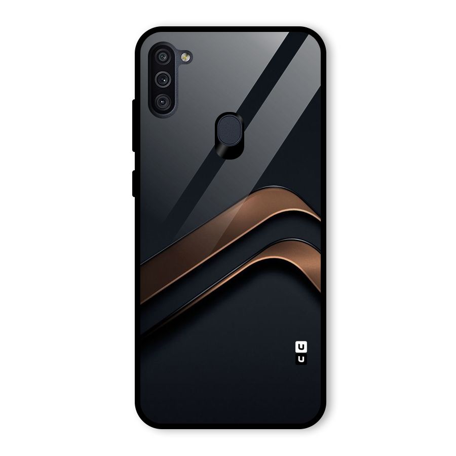 Dark Gold Stripes Glass Back Case for Galaxy M11
