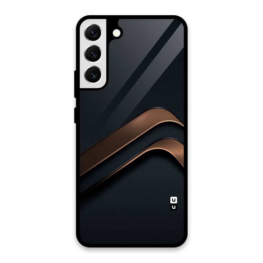 Dark Gold Stripes Glass Back Case for Galaxy S22 Plus 5G